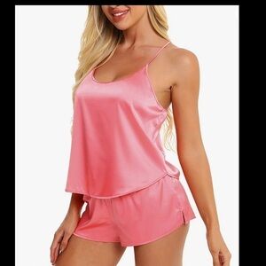 𝅺coral two piece pajama shorts and tank top set